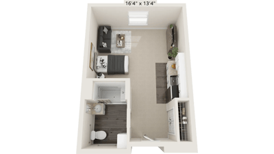 Floor plan of a private resident room
