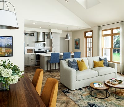 Bright interior of a senior living space with modern furniture