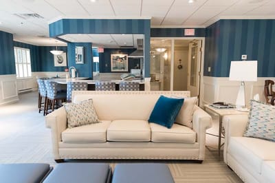 Bright common area with modern furnishings
