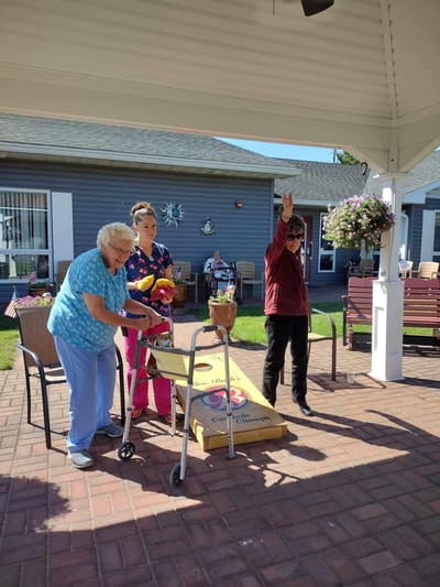 Residents participating in an outdoor activity