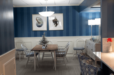 Interior common area with dining table and chairs