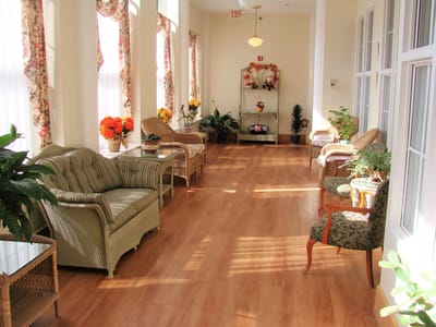 Bright interior lounge with comfortable seating