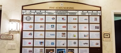 Activity schedule for May displayed in the facility