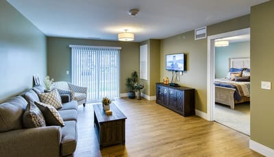 Interior living area with sofa and television