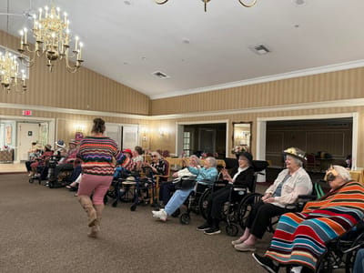 Residents enjoying an activity in a common area