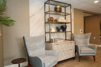 Comfortable seating area in a facility lobby