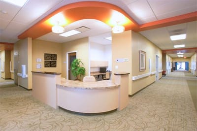 Interior view of a reception area in a nursing home