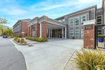 Exterior view of the facility entrance and surrounding area