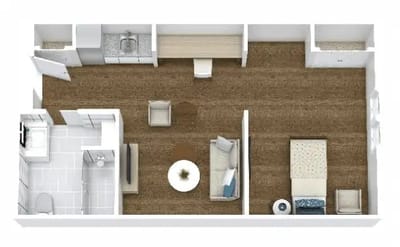Architectural floor plan of a resident's room