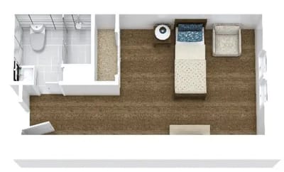 Floor plan of a private resident room