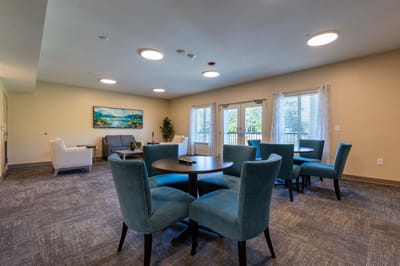 Bright common area with comfortable seating