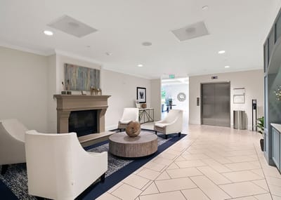 Interior view of a calm lounge area with seating