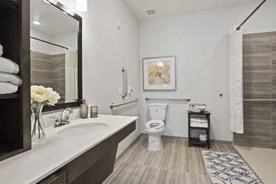 Modern bathroom suite with a clean design