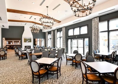 Bright and spacious dining room with elegant decor