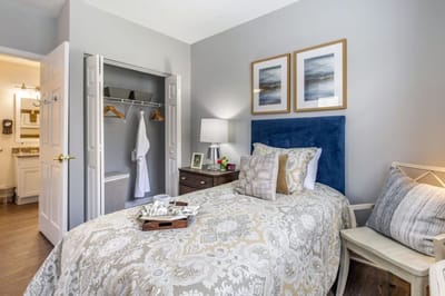 Cozy private room with stylish decor in assisted living