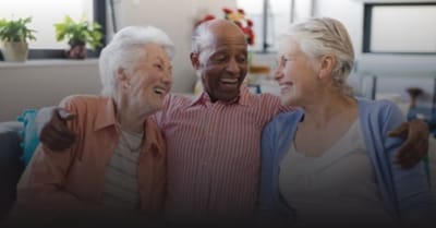 Somerby Baxter Village, assisted living in Fort Mill, SC — Three seniors enjoying a cheerful conversation together