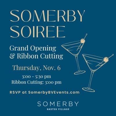 Event flyer for grand opening with cocktails