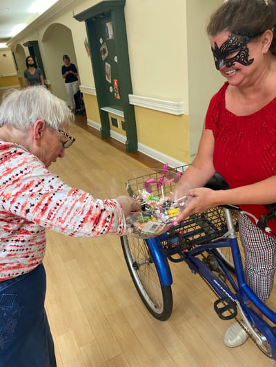Residents engaging in an activity in a common area
