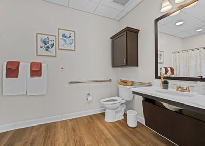 Modern bathroom in a senior care facility