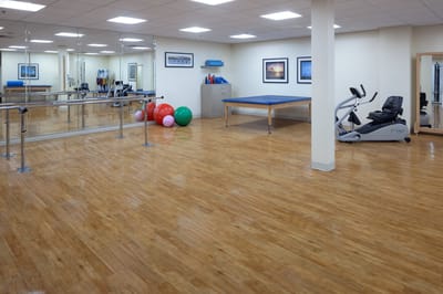Interior view of a fitness room with equipment