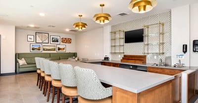 Bright common area with seating and decor