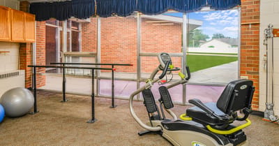 Interior view of a fitness area with equipment