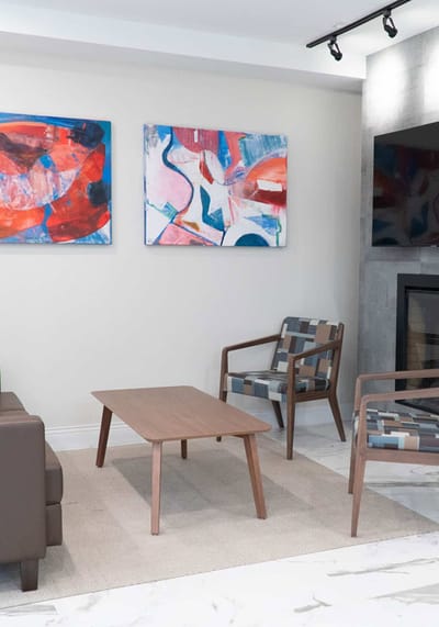 Interior seating area with modern decor