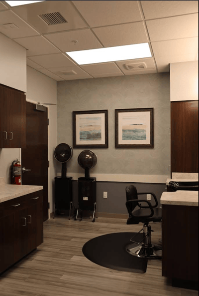 Interior view of a beauty salon in the facility