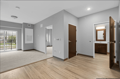 Interior view of a resident room with natural light