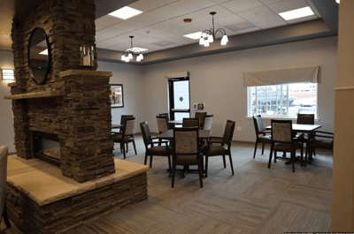 Interior dining area with tables and seating