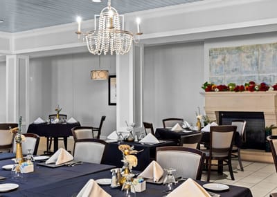 Elegant dining room with set tables