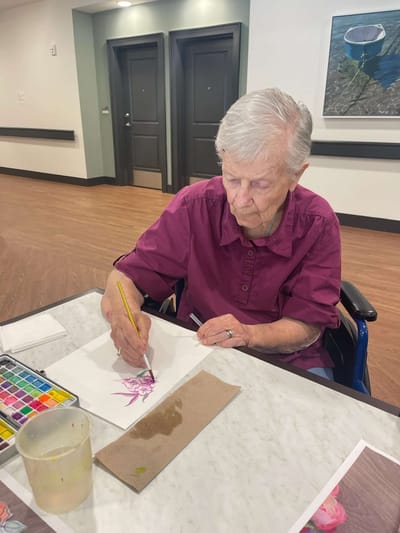 Resident engaged in an art activity
