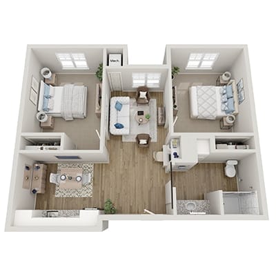 Architectural floor plan of a resident unit