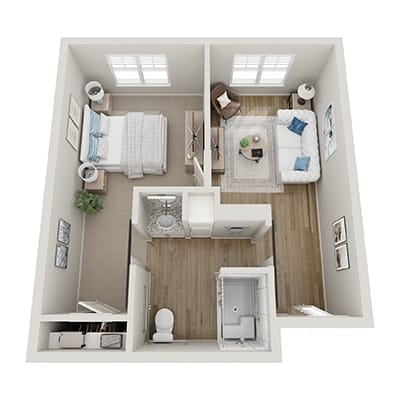 Architectural floor plan of a private living unit