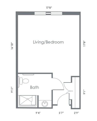 Architectural floor plan of a living area