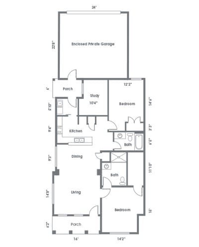 Architectural floor plan of a residence