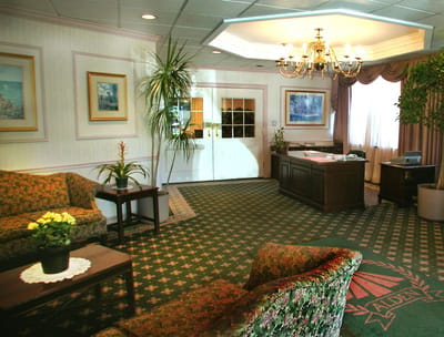 Interior view of a welcoming lobby with seating