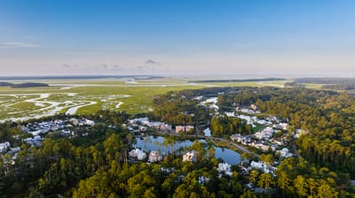 Aerial view of a scenic landscape near the facility