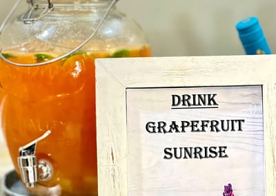 A drink station showing Grapefruit Sunrise beverage sign.