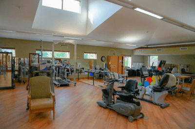 Interior view of a fitness area with equipment
