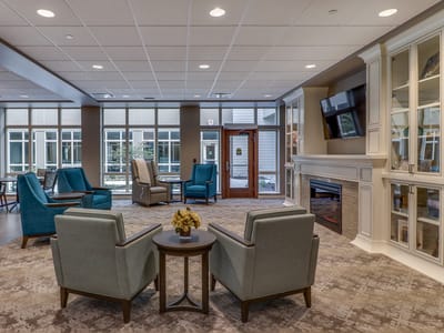 Bright common area with comfortable seating