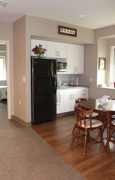 Interior view of a kitchen area in a resident room