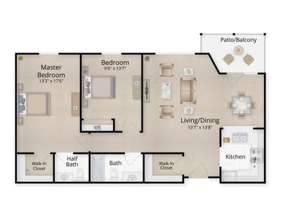 Architectural floor plan of a resident apartment