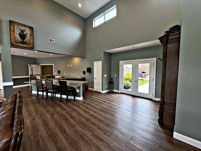 Interior common area with seating and natural light