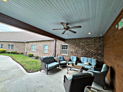 Outdoor seating area with comfortable chairs