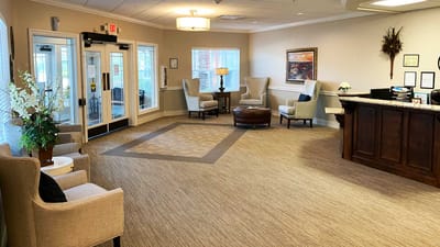 Maristone of Providence, assisted living in Mount Juliet, TN — Welcoming lobby with comfortable seating and decor