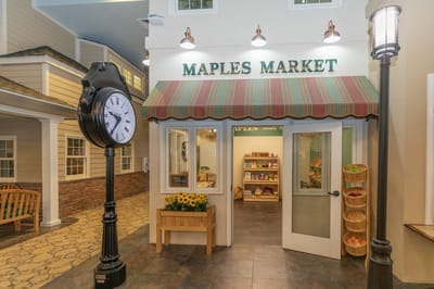 Exterior view of Maples Market inside the facility