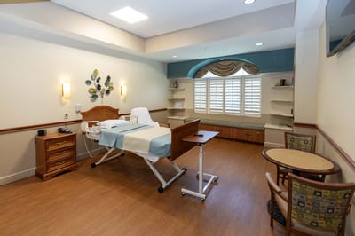 Bright and comfortable resident room with amenities