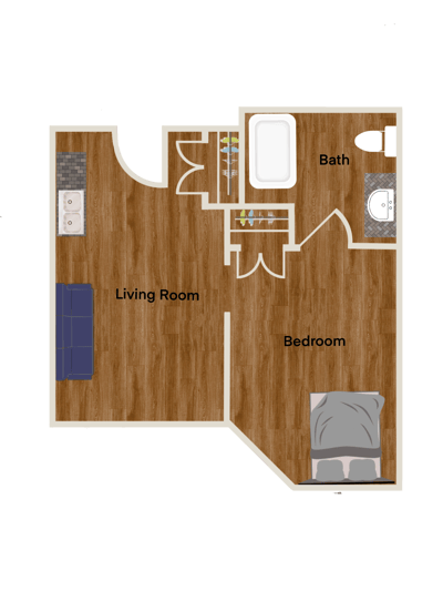 Architectural floor plan of a living space