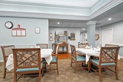 Dining room with tables set for meals